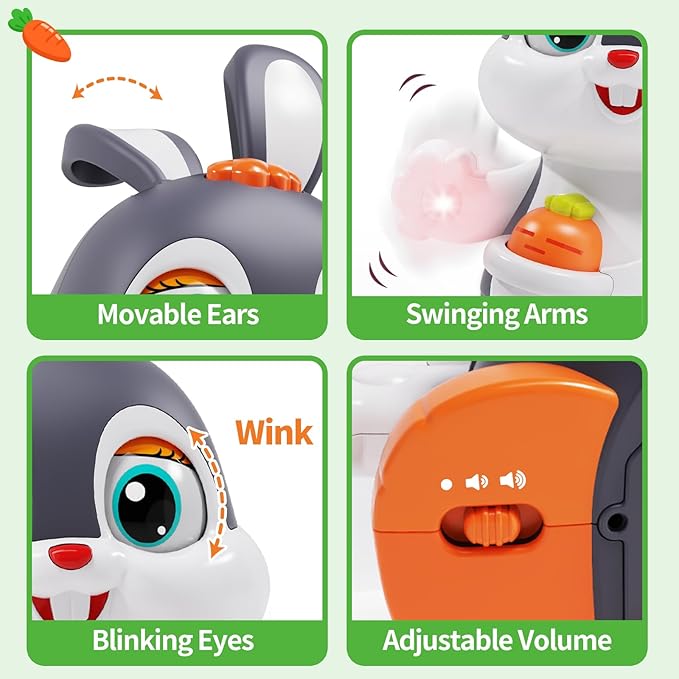 Baby Toys 12-18 Months, Musical Bunny Light Tummy Time Infant Baby Crawling Toy 6-12 Month, Dancing Moving Walking Toddler Toy 3 4 5 6 7 8 9 Month 1 Year Old Boy Girl Christmas Birthday Gifts