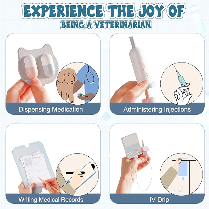 ROBOTIME Doctor Kit for Toddlers, Wooden Kids Doctor Play Set with Medical Cart & Accessories, Pretend Role Play Doctor Toys for Girls Boys, Toddler Doctor Playset Gift