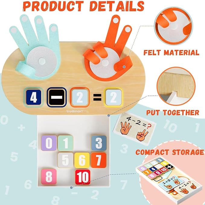 TOP BRIGHT Preschool Learning Toys for Toddlers 2-4, Montessori Toys for 3-5 Year Old Boys Girls Birthday Gifts, Educational Math Manipulatives Number Counting Blocks