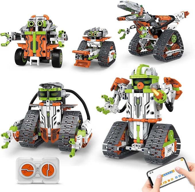 STEM Robot Building Kit with Remote Control for Boys Age 6-13, Coding Robotic Technic Toys Birthday Gifts for Kids, 5 in 1 Science Kit Robotic Models with 539 Pieces