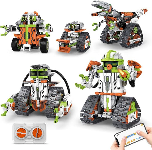 STEM Robot Building Kit with Remote Control for Boys Age 6-13, Coding Robotic Technic Toys Birthday Gifts for Kids, 5 in 1 Science Kit Robotic Models with 539 Pieces