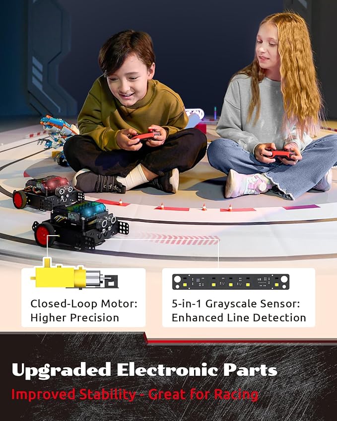 WhalesBot Rocky Smart Robot Car Coding & Remote Control Kit for Kids 8-16, STEM, Modular/Scratch/Python/C Programming, Educational Engineering Science Toy Set