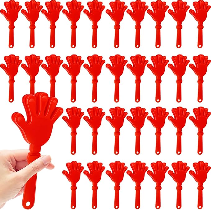 36 Pcs Hand Clappers Noisemakers 7.5 Inch Clappers Noisemakers Plastic Hand Clappers for Birthdays Game Football Sporting Events Cheers Supplies Dance Basketball Football Noisemakers（Red）