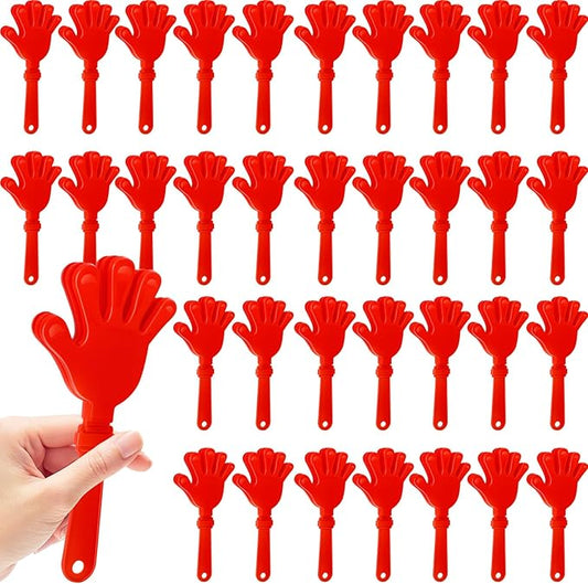 36 Pcs Hand Clappers Noisemakers 7.5 Inch Clappers Noisemakers Plastic Hand Clappers for Birthdays Game Football Sporting Events Cheers Supplies Dance Basketball Football Noisemakers（Red）