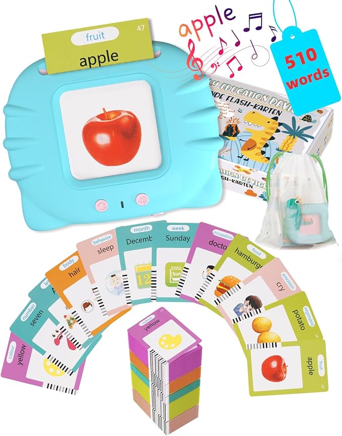 510 Words Talking Flash Cards Toddlers, Learning Montessori Toddler Toys for Boys Girls Ages 1 2 3 4 5 6 Year Old Kids, Autism Sensory Toys for Autistic Children, Christmas Birthday Gifts for Toddlers