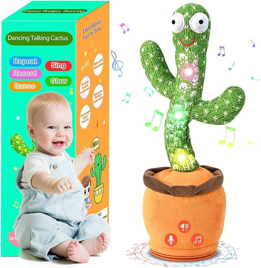 Dancing Talking Cactus Adjustable Volume Stocking Stuffers for Baby Toddler, Boys Girls Gifts Singing Mimicking Recording Repeating Baby Toys 0-18 Months with Songs (Classic)