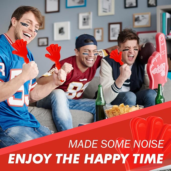 36 Pcs Hand Clappers Noisemakers 7.5 Inch Clappers Noisemakers Plastic Hand Clappers for Birthdays Game Football Sporting Events Cheers Supplies Dance Basketball Football Noisemakers（Red）