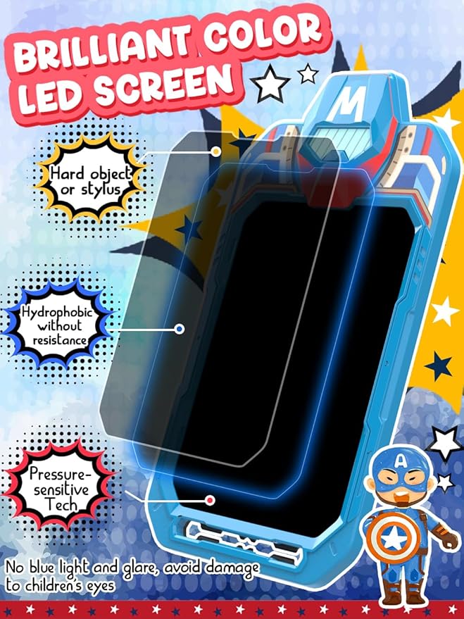 LCD Writing Tablet Doodle Board 10 Inch, Colorful Drawing Pad, Electronic Drawing Tablet, Drawing Pads,Travel Gifts for Kids Ages 3 4 5 6 7 8 Year Old Girls Boys (Masked Warrior)