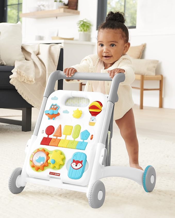 Skip Hop Baby Walker 4-in-1 Sit to Stand Convertible Light Up Walker with 40+ Activities Explore & More Age 6m+