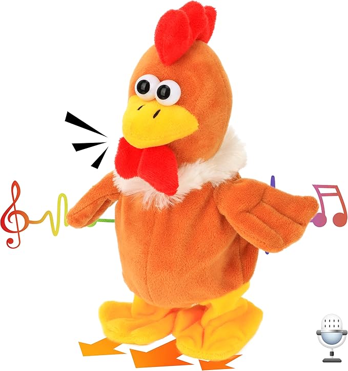 Hopearl Talking Chicken Repeats What You Say Walking Chick Electric Interactive Animated Toy Speaking Plush Buddy Gifts for Toddlers Thanksgiving Day, 9''