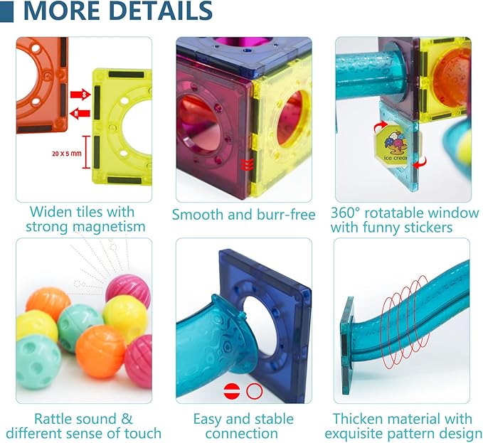 LTKFFFdp Magnetic Building Blocks STEM Educational Toys for Kids Ages 4-12, Ball Track and 3D Stacking Construction Set