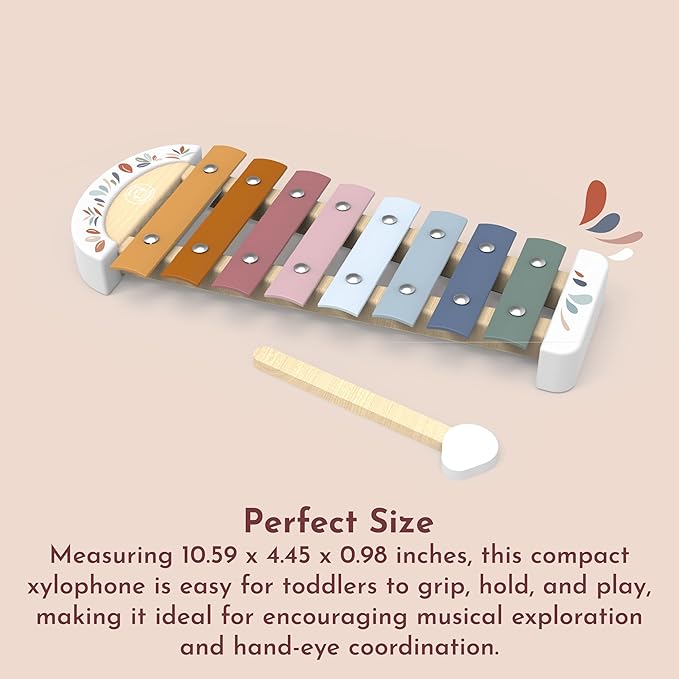 SPEEDY MONKEY Colorful Xylophone – 8 Tuned Metal Keys with Wooden Mallet, Safe Musical Toy for Toddlers 1+ Years, Enhances Sound Exploration, Learning & Coordination