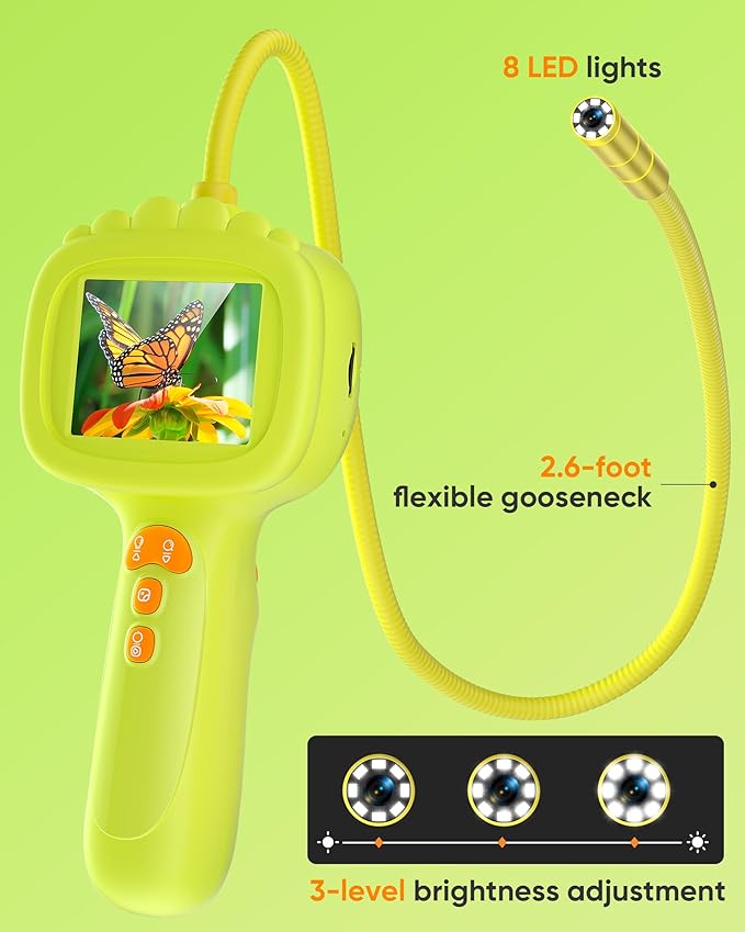 IWOBAC 2.6FT Borescope Snake Camera Toy with Light & 32GB SD Card for Kids Science Educational STEM Toys for Outdoor Camping Nature Exploration Birthday Gift for 4 5 6 7 8 9 10 12 Years Old Boy Girls