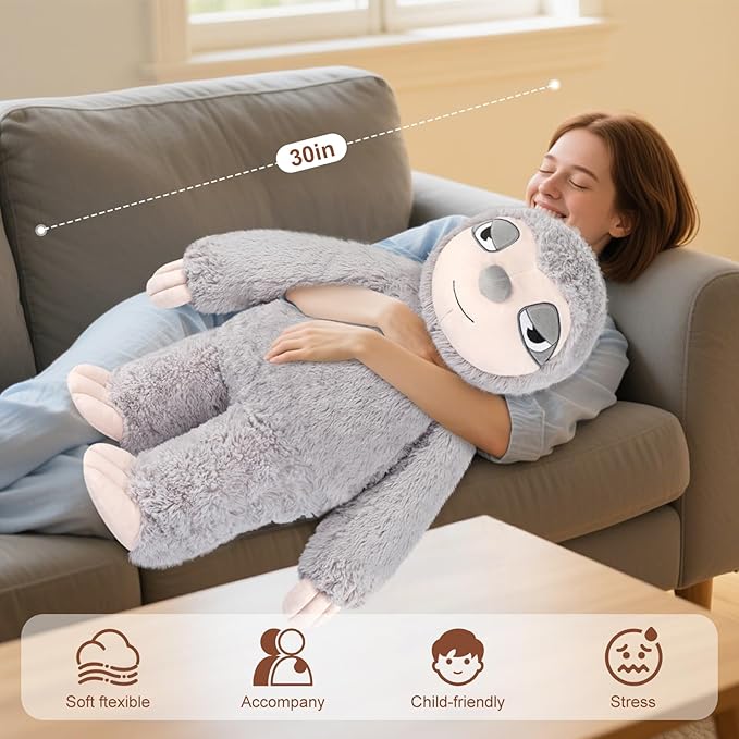 Huge Sloth Stuffed Animal 30", Jumbo Soft Sloth Stuffed Animals, Big Plushies for Stress Relief & Sleep Aid, Cuddly Giant Plush Gifts for Kids Adults