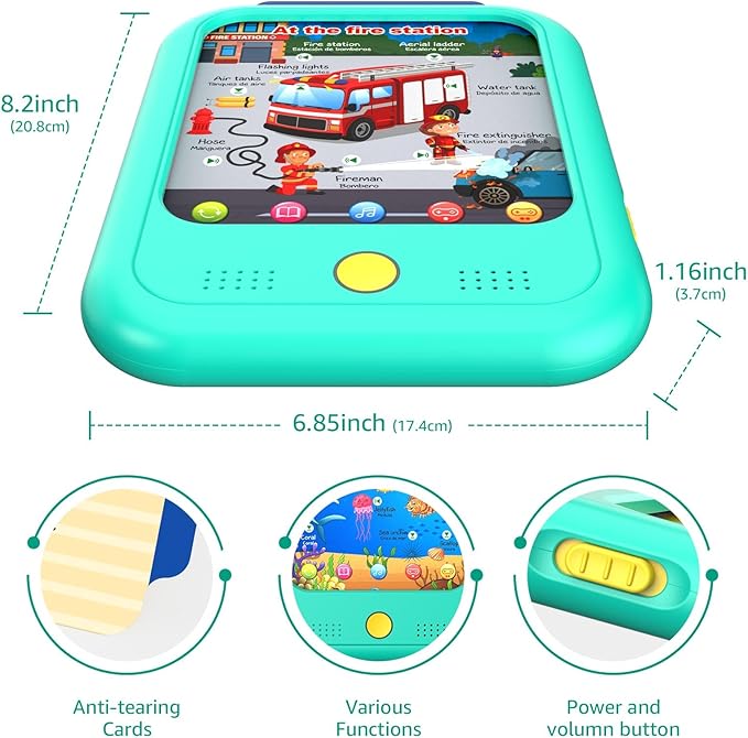 Kids Learning Tablet Educational Learning Pad for Toddlers 2-5 to Learn Alphabets, Numbers, Foods, Time, Music, Vehicles, Tablet Toy for Toddlers Ages 2 3 4 5 6 Years Old