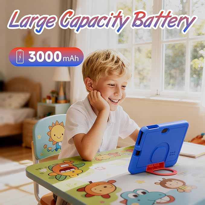 Kids Tablet, 7 inch Android Tablet for Kids, 4GB RAM 32GB ROM 1TB Expand, Toddler Tablets with Parental Control, IPS Screen, Dual Camera, Educational, Games, Shockproof Case for Boys/Girls (Blue)