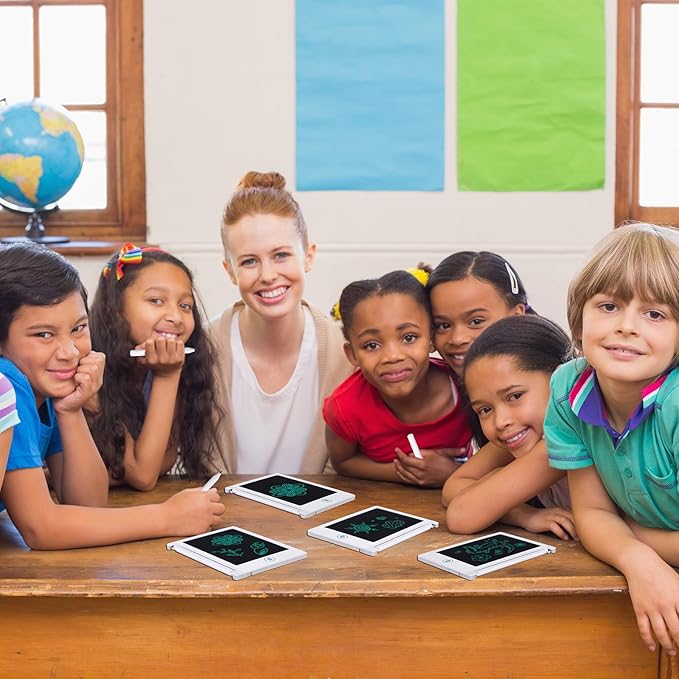 Nezyo 16 Pieces 4.5 Inch Mini LCD Writing Tablet for Kids Electronic Doodle Board Colorful Drawing Tablet Bulk Erasable Writing Pad Reusable Learning Gift for Girls Boys Party Favor(White)