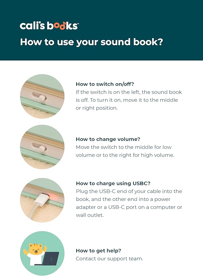 Cali's Books Halloween Books for Kids - Glow in The Dark Musical Book for Toddlers 1-3, Halloween Toys Singing Music Book, USB-C Rechargeable Baby Nursery Rhymes Learning Song Toy for 2 Year Old