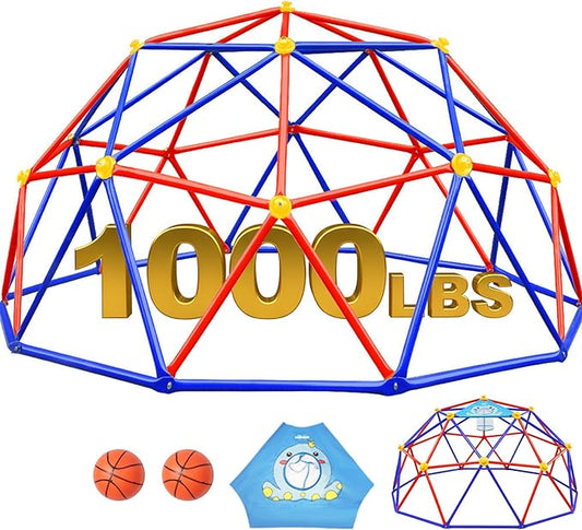 Zupapa 10FT Climbing Dome, Outdoor Jungle Gym for Kids with Climbing Grip - Geometric Dome Climber Supports 1000LBS Outdoor Playset and Easy Assembly Outdoor Play Equipment for Kids (Purple, 10FT)