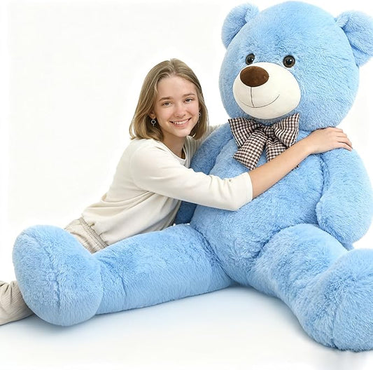 Big Blue Teddy Bear 47 Inch Giant Teddy Bear 4ft Tall, Stuffed Animal for Girls Women Christmas Valentine's Day Large Plush Toy for Kids Baby Shower Party Decorations