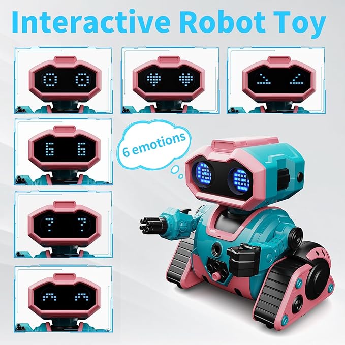 Robot Toys for Boys Girls,Rechargeable RC Robot for Kids with Programmable,Auto-Demonstration,Dance Moves,Music, LED Eyes,Gift for Children Age 3+ Years