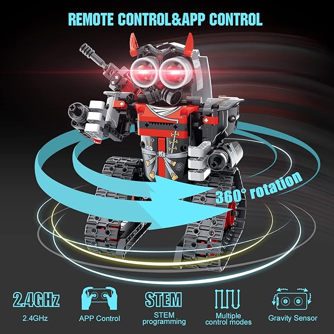 VINTOP 3-in-1 STEM Remote & APP Controlled Coding Robot Building Kit for Boys 6-12, 419 Pcs RC Robot/Tank/Car Educational Building Blocks Toy, Science Learning & Engineering Gift for Kids