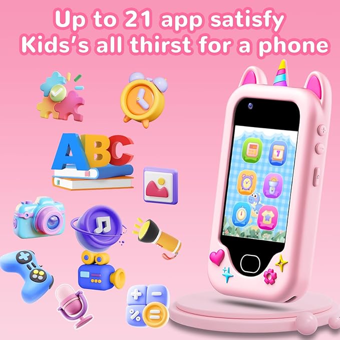 Lapare Kids Smart Phone Toy for Girls, 2.8" Touchscreen Cell Phone Learning Toy with Dual Camera, Game, Music Player and More, Perfect Christmas Birthday Gifts for Girls 3-10 Year Old (32GB)