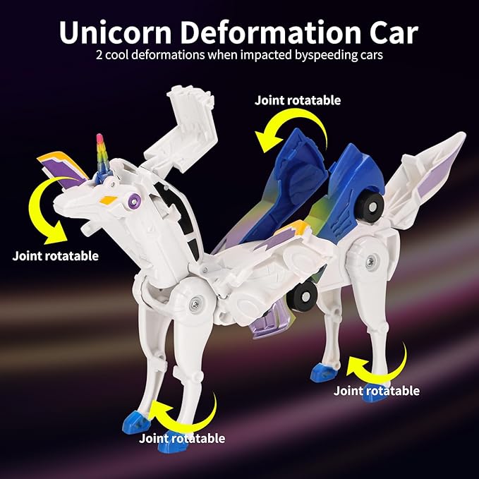 Car Toy transformable Unicorn, Sports car Collision Magic Unicorn, Children's transformable car Robot Suitable for Boys and Girls