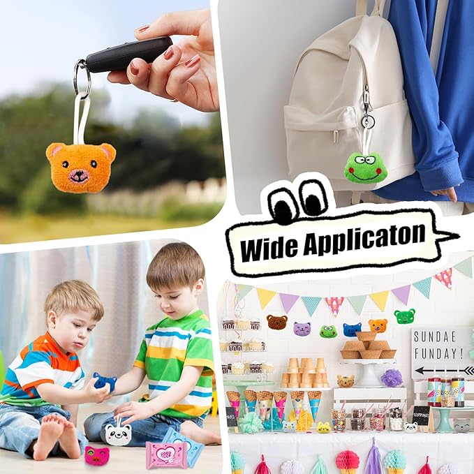 24 Pack Mini Stuffed Animals Blind Bags - Cute Keychain Plush Toys for Kids | Bulk Party Favors, Carnival Prizes, Claw Machine Goodie Bag Fillers & Classroom Rewards | Small Decoration