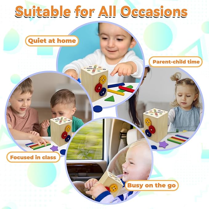 Wooden Montessori Baby Toddler Toys: 3 in 1Learning Fine Motor Skills Sensory Toys for Toddlers 3-5, Educational Color Sorting Preschool Learning Activities Boys Girls Gifts (2 in 1)