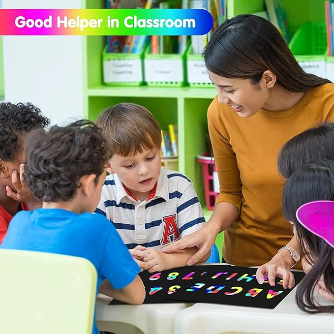 Smasiagon Scratch Paper Art Set for Kids: 60 Pcs Magic Black Scratch Off Art Crafts Kits Colorful Drawing Toys for 3-12 Year Old Girls Boys Halloween Party Favor Game DIY Birthday Christmas Gift