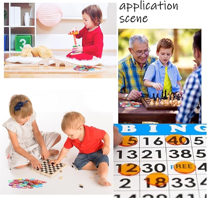 Magnetic Bingo Chips with Wand - 6 Pack for Large Group Games,Family Game Night, Sensory Bins,Counting and Sorting,Science& Educational Activities (Colorful with Bag(6 Pack-500 Metal Chips))