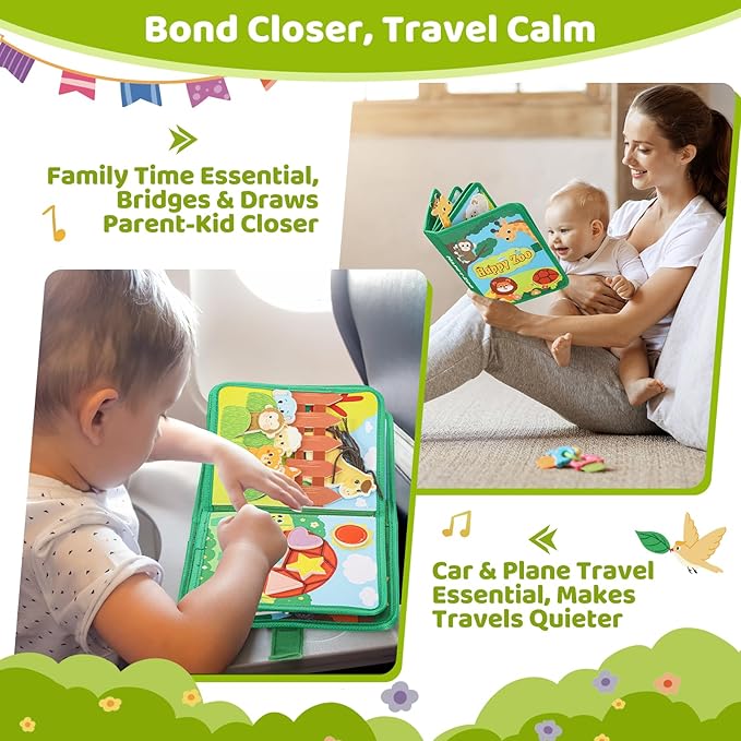 25 in 1 Busy Book for Toddlers 1-3 - Zoo Montessori Toy Toddlers Busy Board for 1 Year Old, Educational Sensory Quiet Toy, Airplane Car Travel Essentials Christmas Birthday Gift for Boy Girl