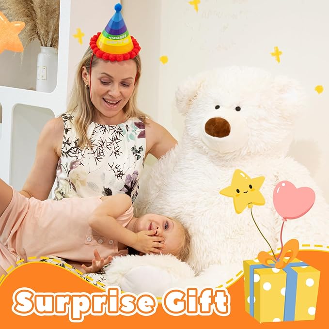 Giant Stuffed Animals Plush 47 inch, Huge Stuffed Bear Plushies, Large Plush Ploar Bear Animal Gift for Kids Boys, Birthday,Valentine,Christmas
