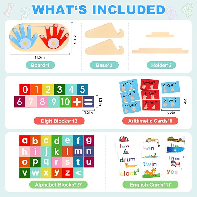 2 in 1 Preschool Learning Toys for Toddlers 2-4, Montessori Toys for 3-5 Boys Girls Birthday Gifts, Educational Math Manipulatives Number Counting Blocks & ABC Game Toys, Christmas Stocking Stuffers