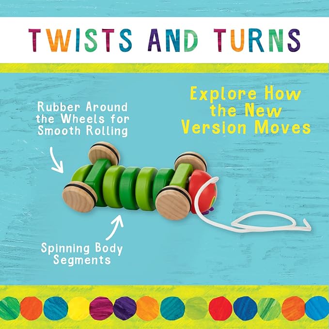 Kids Preferred World of Eric Carle The Very Hungry Caterpillar Wooden Pull Toy Classic Pull Toy Shaped Like The Very Hungry Caterpillar for Toddlers and Kids
