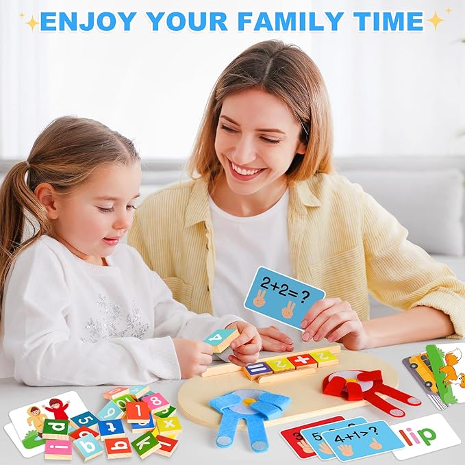 2 in 1 Preschool Learning Toys for Toddlers 2-4, Montessori Toys for 3-5 Boys Girls Birthday Gifts, Educational Math Manipulatives Number Counting Blocks & ABC Game Toys, Christmas Stocking Stuffers