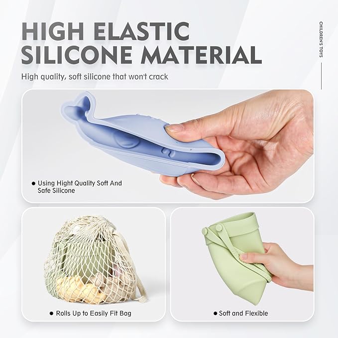 MarcZero 11Pcs Silicone Beach Toys,Modern Baby Beach Toys,Travel Friendly Beach Set,Silicone Bucket, Shovel, 8 Sand Molds, Beach Bag, Sand Toys for Toddlers, Kids (Green)