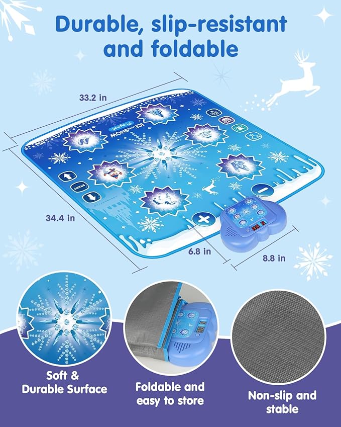 Frozen Toys Dance Mat for Girls – Bluetooth Light-Up Musical Floor Mat with 4 New Game Modes, Adjustable Volume, 2025 New Gift for Girls Ages 3-12 Birthday & Christmas