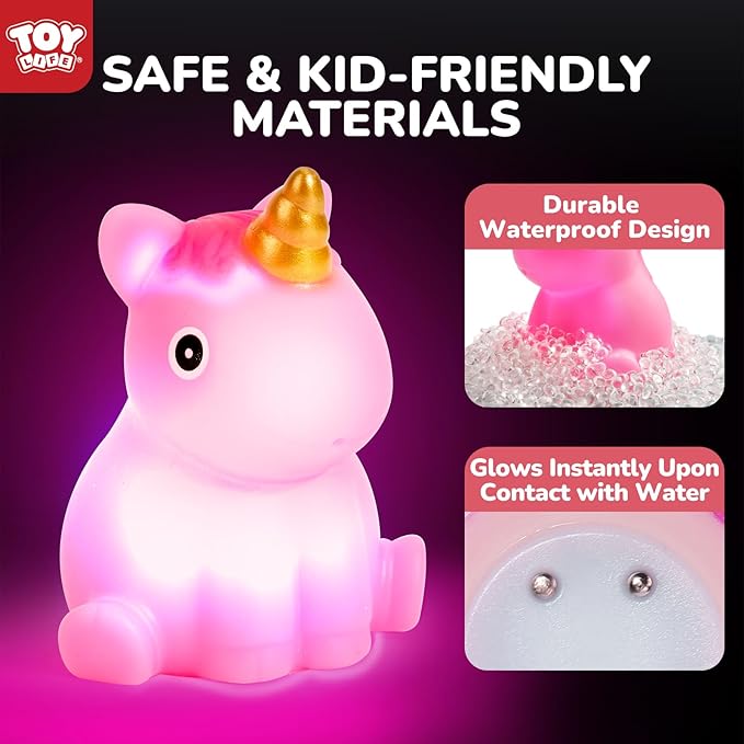 TOY Life 6 PCS Mermaid Light Up Bath Toys for Kids Ages 4-8, No Hole Glow Bath Toys for Kids, Baby Toddler Bath-Time Christmas Birthday Gifts for Grandkids, Girls, Ideal for Shower, Bathtub, Pool