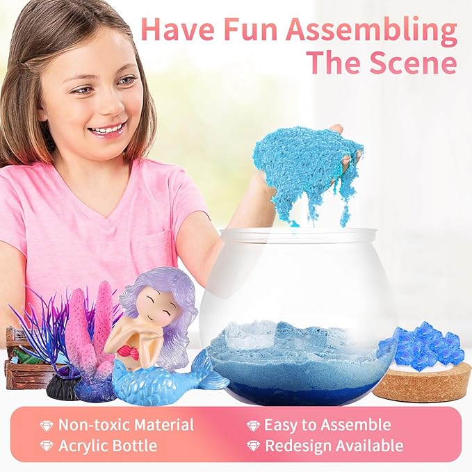 Mermaid Gifts for Girls 4-10 Years Old, Mermaid Crafts Kit for Kids, Light Up Mermaid Decoration with Remote - Arts and Crafts for Kids, Birthday Gifts Toys for Girls Age 4 5 6 7 8 9 10