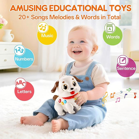LUDILO Learning Toys for 1 Year Old Boy Girl Gifts: Pull Along Crawling Toy Musical Puppy 6 7 8 9 10 12 18 Month Old Baby Toy 1st Birthday Gifts for Boys Girls Toddler Infant Baby Toys 6-12-18 Months