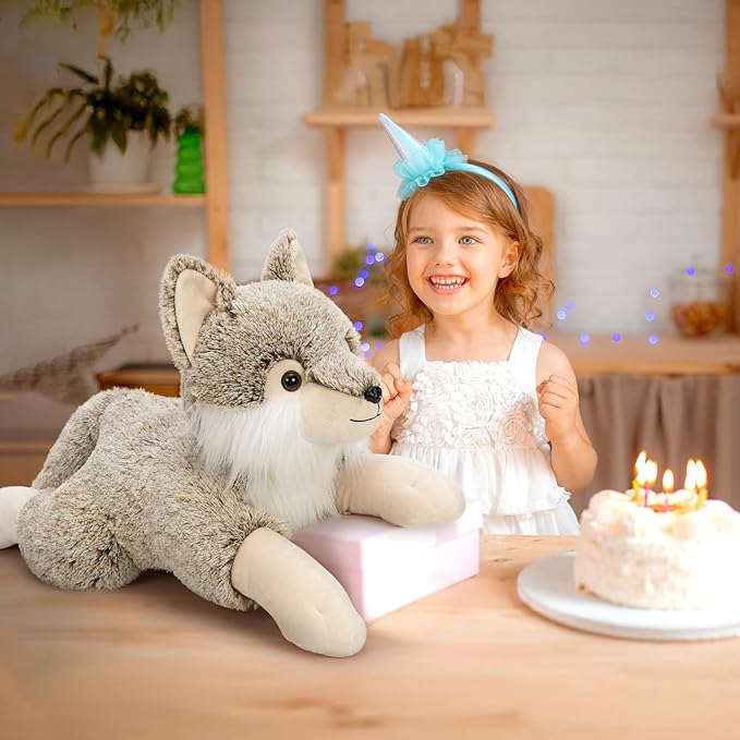 Giant Wolf Stuffed Animal 30", Super Soft Jumbo Plush Toy, Big Fluffy Plushie Gift for Birthdays & Christmas