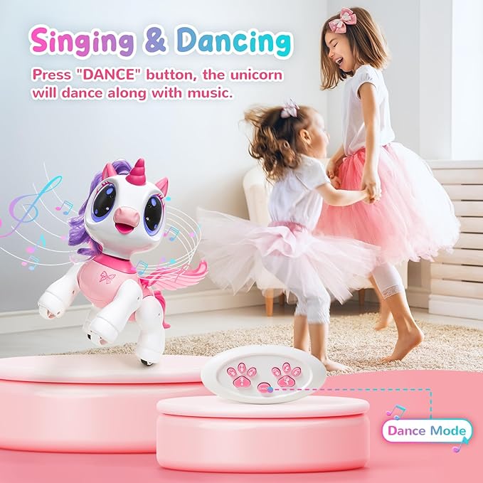 SGILE Kids Toys Rechargeable RC Robots, Remote Control Toy with Auto-Demonstration Pink