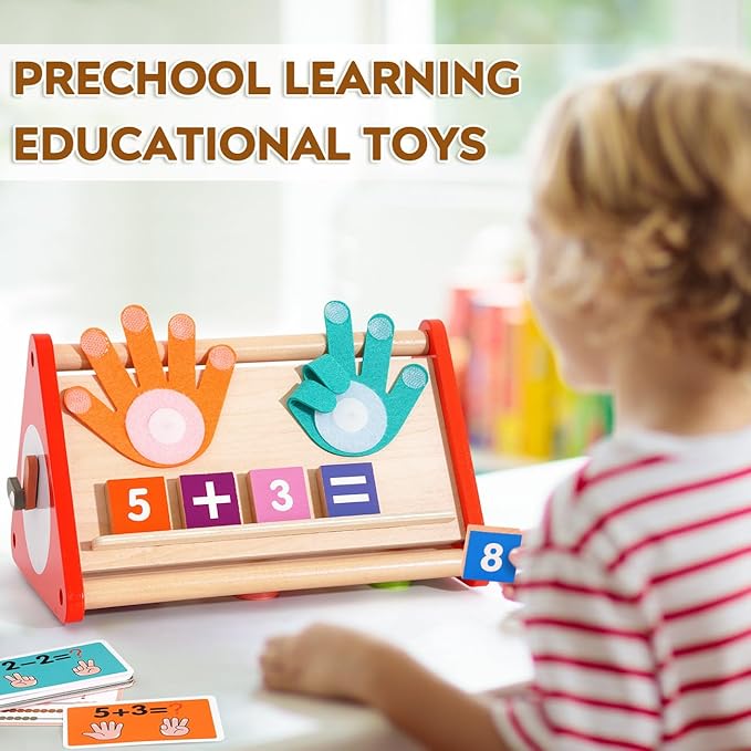 Preschool Learning Activities for Toddlers 2-4, 5-In-1 Montessori Math Manipulatives Number Counting Blocks & Abacus & Fraction for Kids, Educational Toys for 3-5 Year Old Boys Girls Gifts Christmas