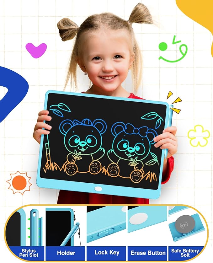 TEKFUN Birthday Gifts for Kids, 16inch LCD Writing Tablet Drawing Board, Teen Girl Boy Gifts Age 10 and Up, Birthday Gifts for All Age Groups, Erasable Writing Tablet for Business Meeting (Blue)