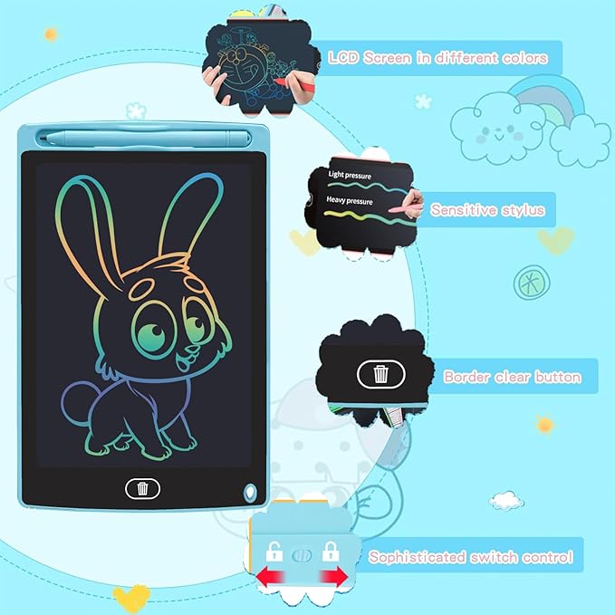 6 Pack LCD Writing Tablets for Kids, 8.5 Inch, Toddler Toys Birthday Gifts for Ages 3-8 Boys Girls, Colorful Doodle Board Drawing Tablet for Learning and Education (Six Colors Available)