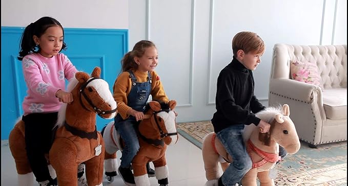 UFREE Horse Best Birthday Gift for Girls. Ride on Walking Horse Toy, Height 36 inch for Children 4 to 9 Years Old, Amazing Birthday Surprise.(White Mane and Tail)
