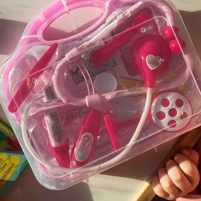 Toddler Doctor Kit - 12 Pieces & Carry Case - Dr Pretend Play Medical Toys, Kids Doctor Play Set for 3 4 5 6 7 8 Year Old Girl Birthday Gifts (Pink)