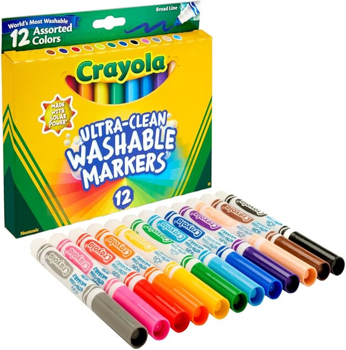 Crayola Broad Line Markers (12 Count), Washable Markers for Kids, Assorted Colors, Arts & Crafts Supplies, For Coloring Books & Art Projects, Ages 3+ (Pack of 2)
